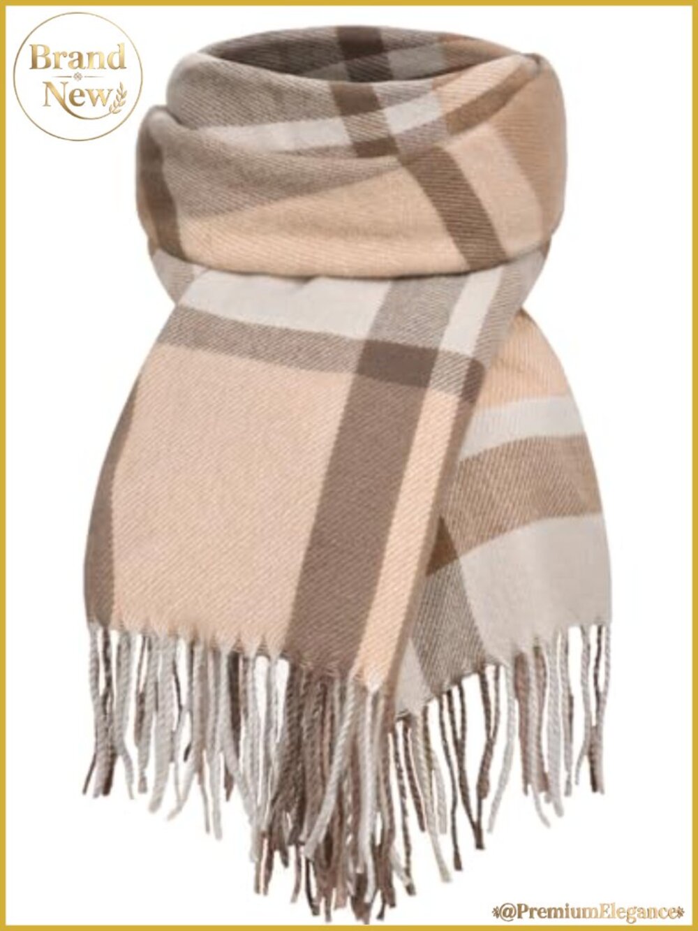 Womens Oversized Plaid Blanket Scarf Winter Wrap Shawl with Tassels